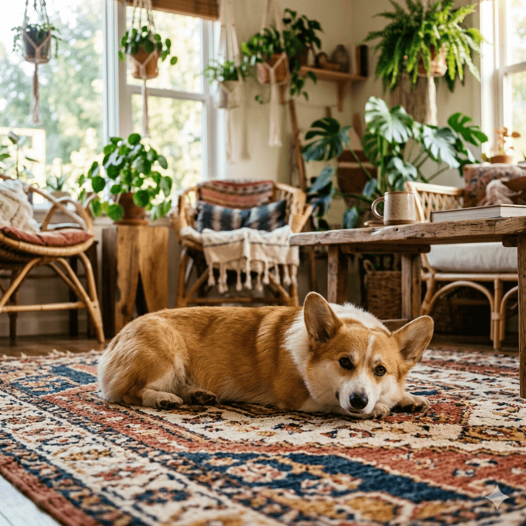 Perro feliz y relajado en casa